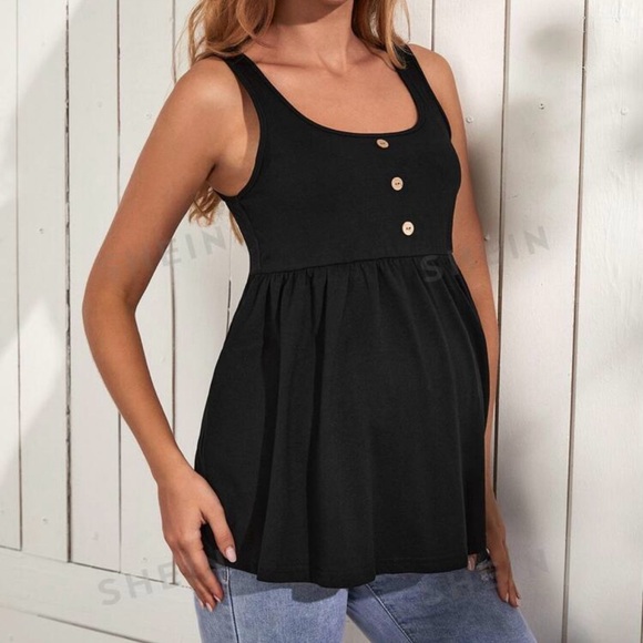 Shein Maternity Button Front Black Tank - Picture 1 of 8